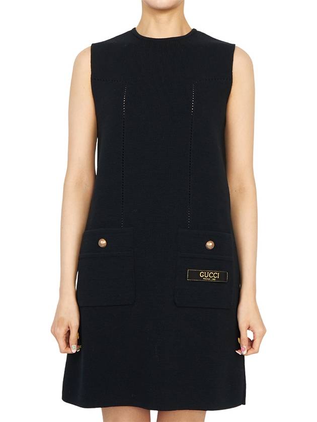 Sleeveless Wool Short Dress Black - GUCCI - BALAAN 2