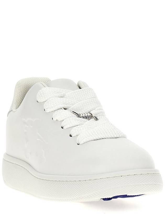 Debossed Logo Leather Low Top Sneakers White - BURBERRY - BALAAN 3