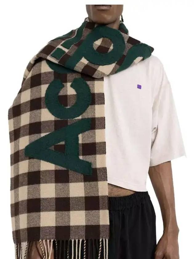 Check Logo Muffler Brown Green - ACNE STUDIOS - BALAAN 6