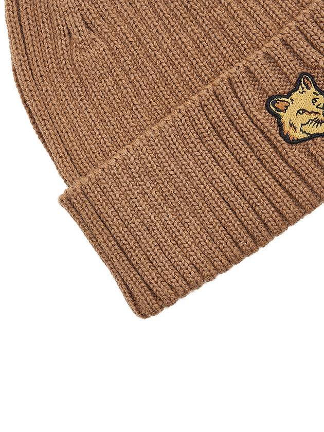 Bold Fox Head Patch Ribbed Beanie Golden Brown - MAISON KITSUNE - BALAAN 9