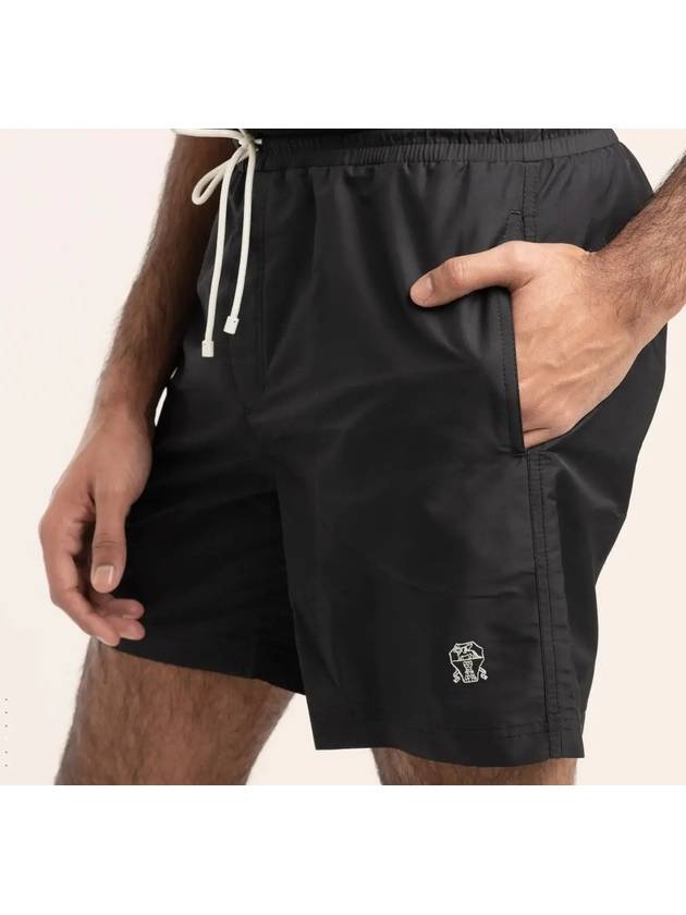 Logo Embroidery Swim Shorts Black - BRUNELLO CUCINELLI - BALAAN 4