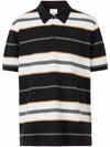 Striped Cotton Short Sleeve Polo Shirt White Black - BURBERRY - BALAAN 1