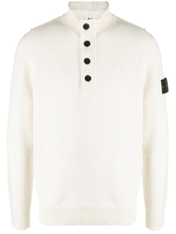 Wappen Patch Button Knit Top White - STONE ISLAND - BALAAN 1