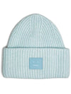 Face Patch Ribbed Wool Beanie Sky Blue Melange - ACNE STUDIOS - BALAAN 2