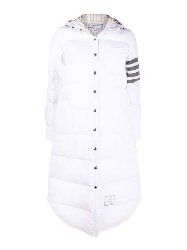 Downfilled Ripstop Classic 4 Striped Hoodie Down Long Padding White - THOM BROWNE - BALAAN 2