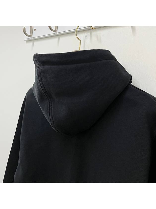 Heart Logo Drawstring Cotton Zip-Up Hoodie Black - AMI - BALAAN 6