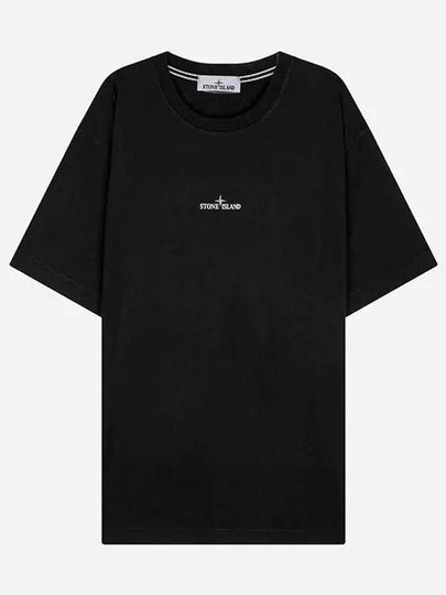 Logo Print Short Sleeve T-Shirt Black - STONE ISLAND - BALAAN 2