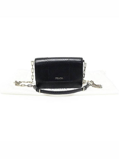 BT1045 Black Python Gold Chain WOC Flap Cross Bag - PRADA - BALAAN 2