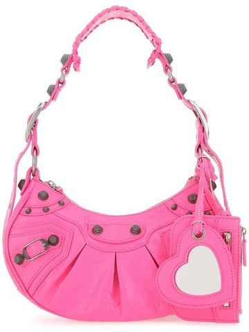 Le Cagole Lambskin Shoulder Bag Neon Pink - BALENCIAGA - BALAAN 1