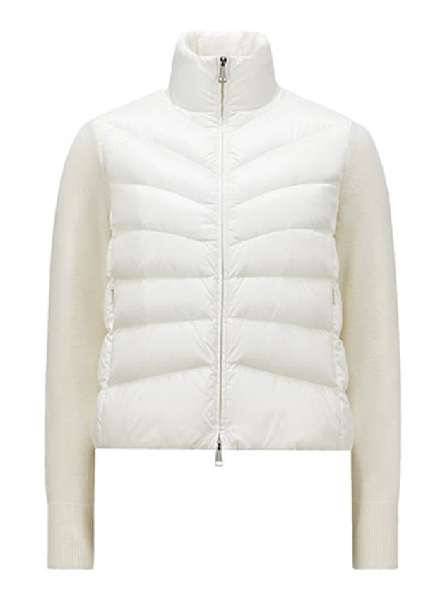 Logo patch knit down mix zip up ivory women s jacket 9B00024 M1131 030 TFS - MONCLER - BALAAN 1