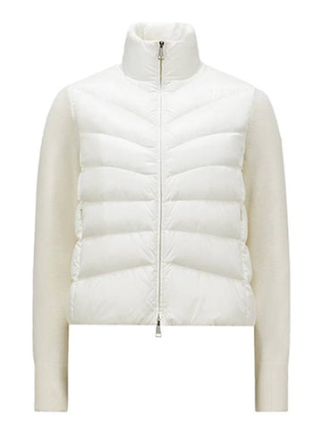 Logo patch knit down mix zip up ivory women s jacket 9B00024 M1131 030 TFS - MONCLER - BALAAN 1