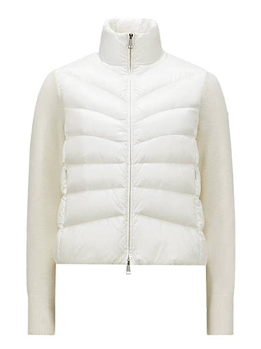 Logo patch knit down mix zip up ivory women s jacket 9B00024 M1131 030 TFS - MONCLER - BALAAN 1