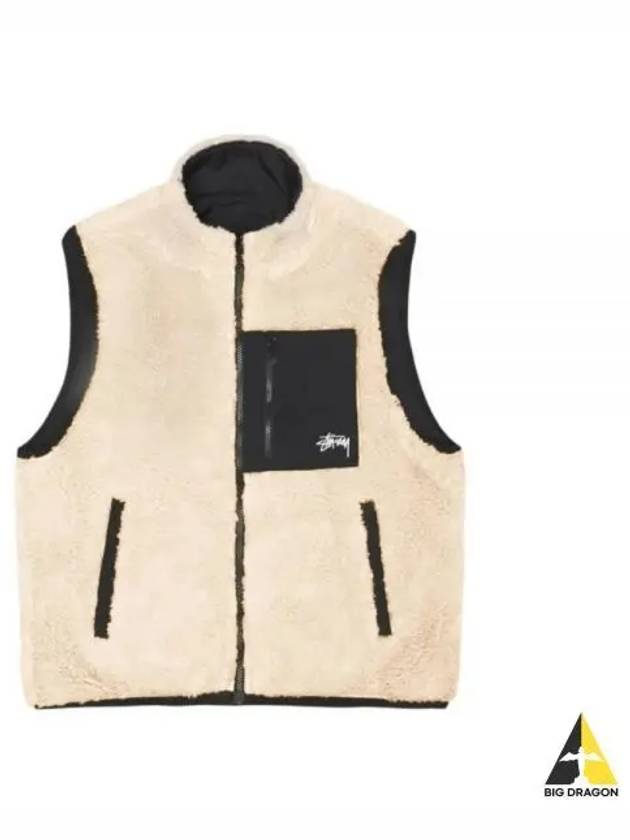 118528 BEIGE Sherpa Reversible Vest - STUSSY - BALAAN 1