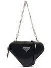 Brushed Leather Chain Mini  Shoulder Bag Black - PRADA - BALAAN 2