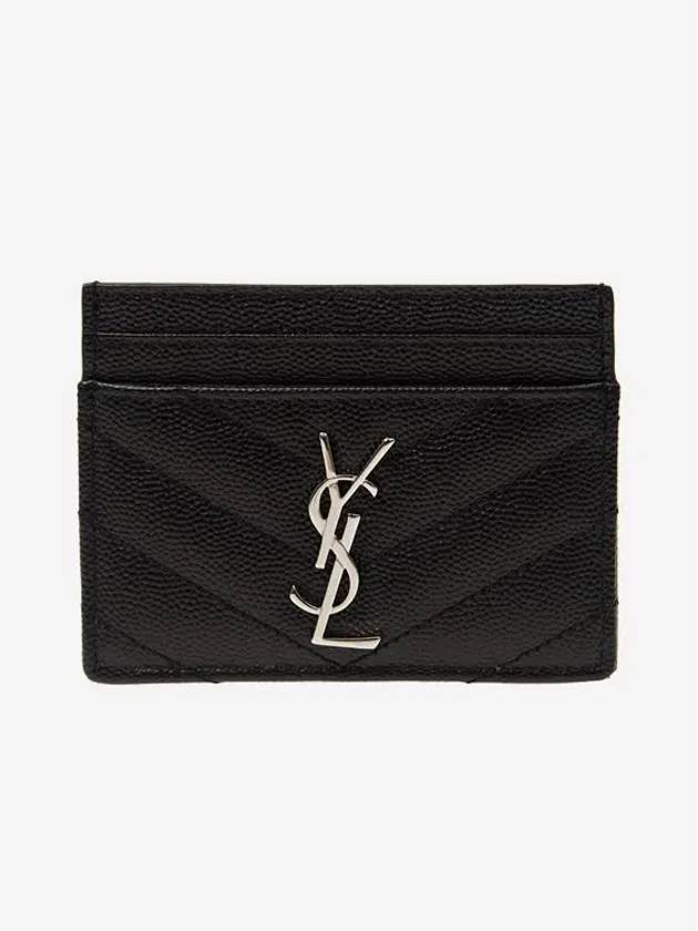 Cassandre Matelasse Card Case In Grain De Poudre Embossed Leather Black - SAINT LAURENT - BALAAN 4