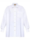 Women's Logo Embroidery Cotton Shirt White - GUCCI - BALAAN 2