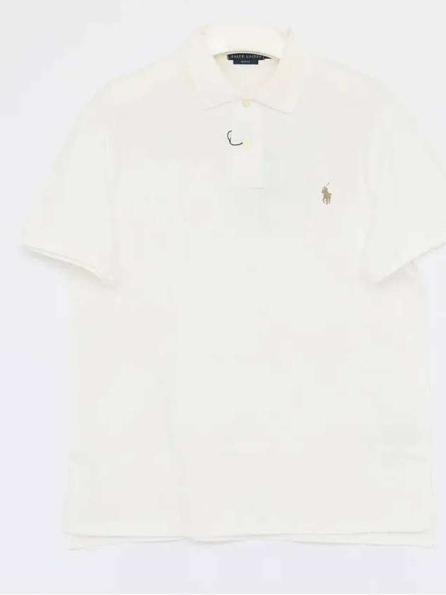 Embroidered Pony Logo Brown Polo Shirt White - POLO RALPH LAUREN - BALAAN 3