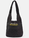 Praia Raffia Medium Tote Bag Shoulder Bag Black - ISABEL MARANT - BALAAN 5