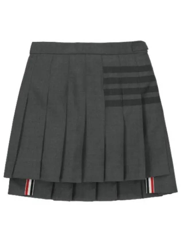 Diagonal Pleated Mini Skirt Medium Gray Women s - THOM BROWNE - BALAAN 1