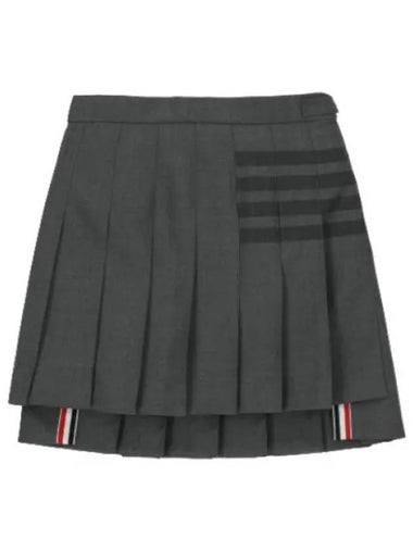 Diagonal pleated mini skirt medium gray - THOM BROWNE - BALAAN 1