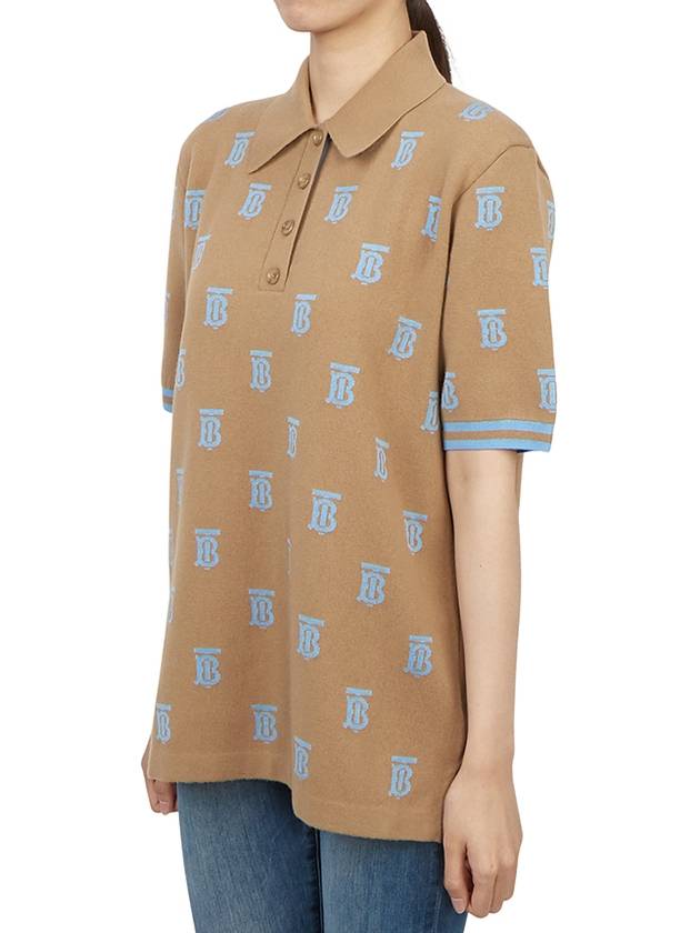 Monogram Short Sleeve Polo Shirt Camel - BURBERRY - BALAAN 3