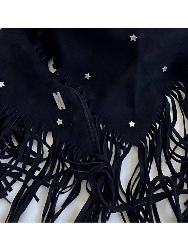 black triangle suede tassel scarf - SAINT LAURENT - BALAAN 3