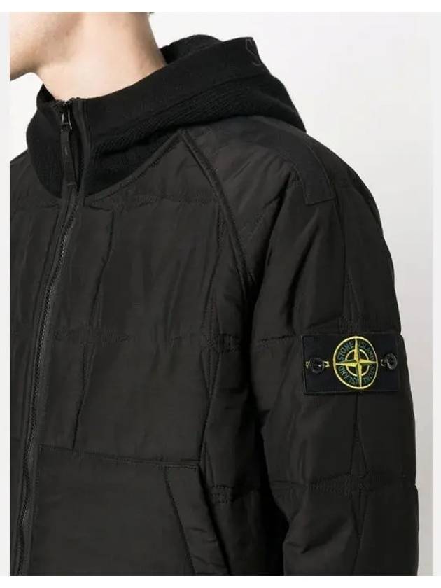 Wappen Patch Quilted Cupro Cotton Zip Up Hoodie Black - STONE ISLAND - BALAAN 7