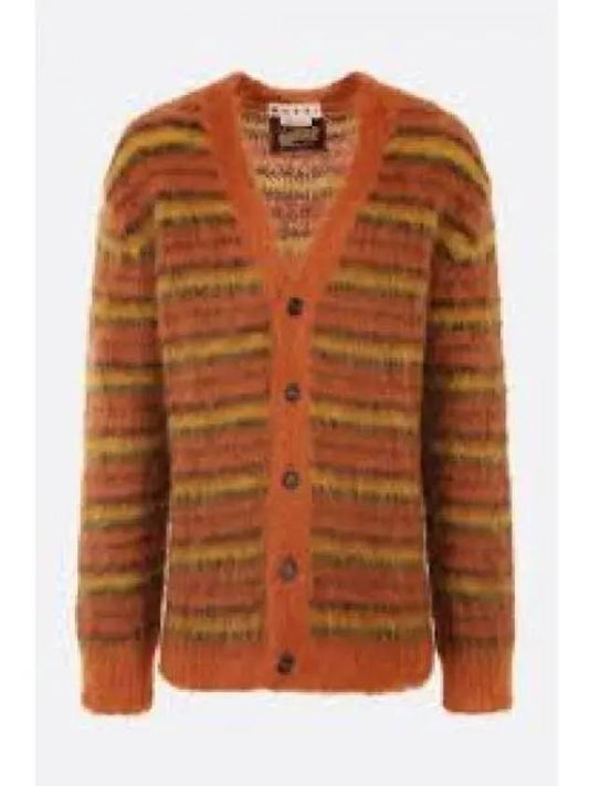 Striped Button Up Wool Cardigan Orange - MARNI - BALAAN 2