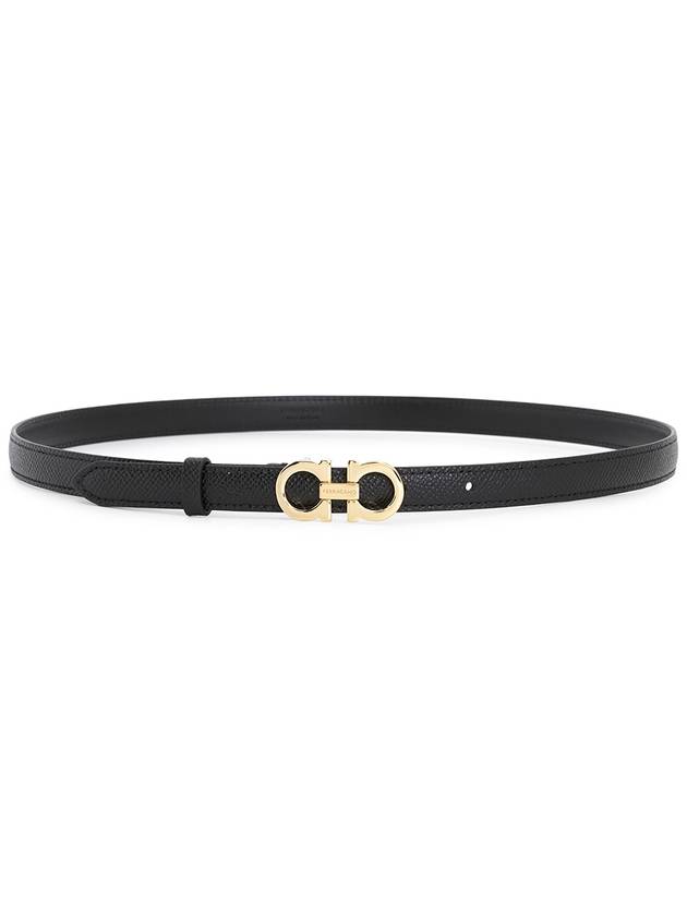 Gancini Leather Belt Black - SALVATORE FERRAGAMO - BALAAN 3