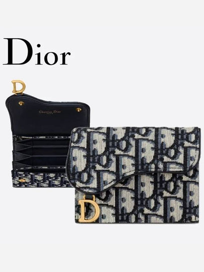 Saddle 5 Gusset Card Holder Blue Oblique Jacquard - DIOR - BALAAN 2