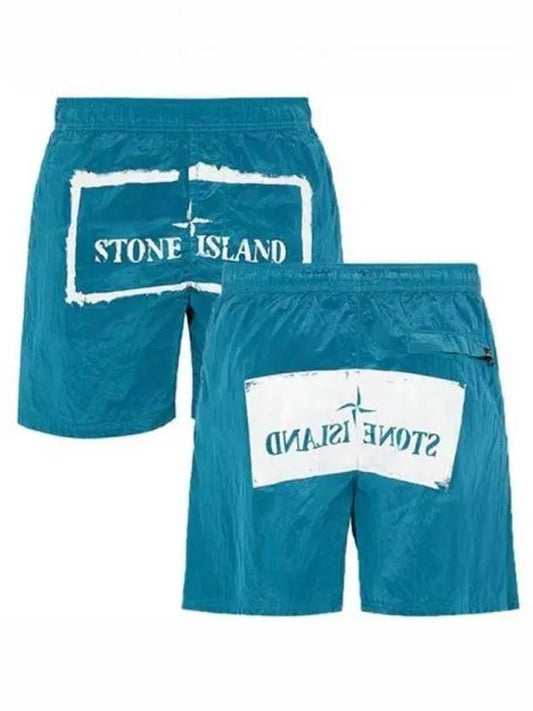 7415B0992 V0042 Box Logo Swim Pants Sky Blue Men s TLS 271404 - STONE ISLAND - BALAAN 1