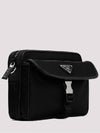 Re-Nylon Saffiano Leather Shoulder Bag Black - PRADA - BALAAN 3