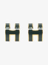 Mini Pop H Earrings Gold Vert Cypres - HERMES - BALAAN 3