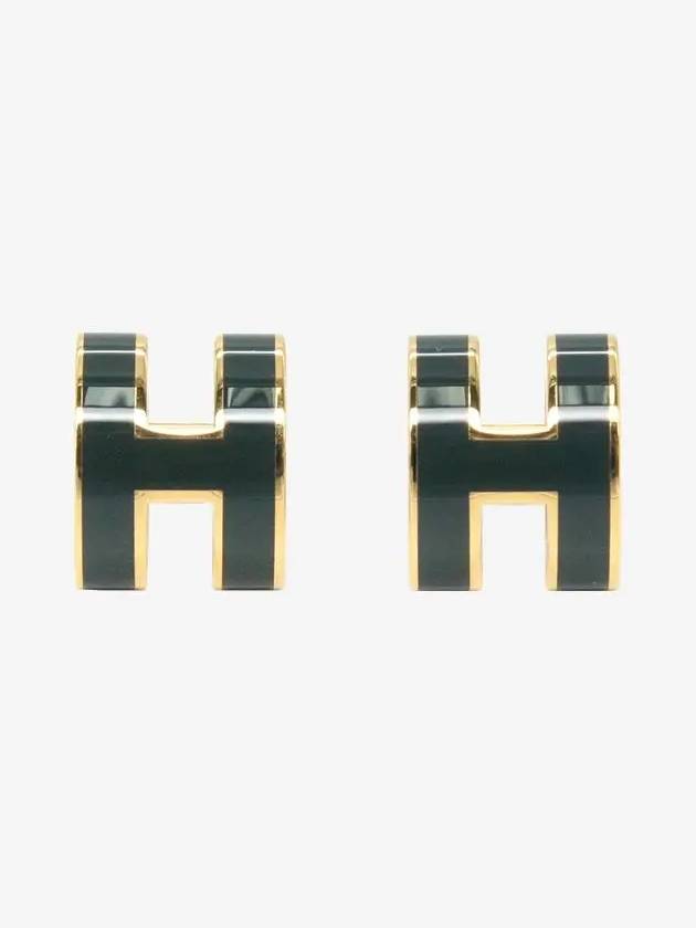 Mini Pop H Earrings Gold Vert Cypres - HERMES - BALAAN 3