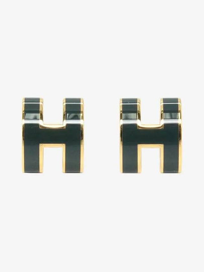 Mini Pop H Earrings Gold Vert Cypres - HERMES - BALAAN 2