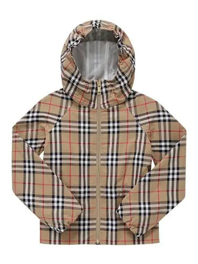 Kids Vintage Check Cotton Hooded Jacket Beige - BURBERRY - BALAAN 2