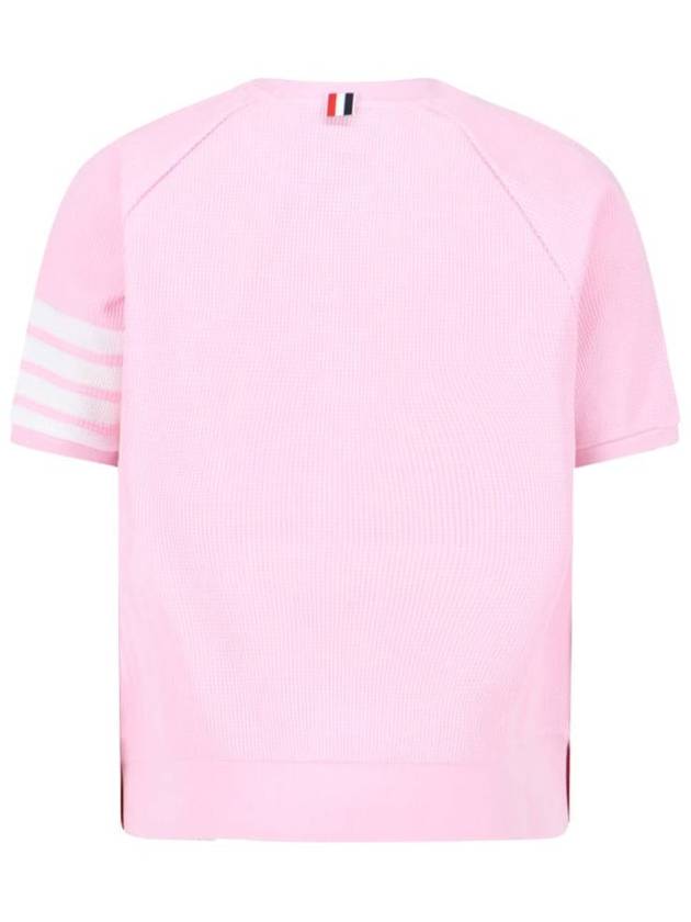 Waffle 4 Bar Armband Short Sleeve T-Shirt Pink - THOM BROWNE - BALAAN 3