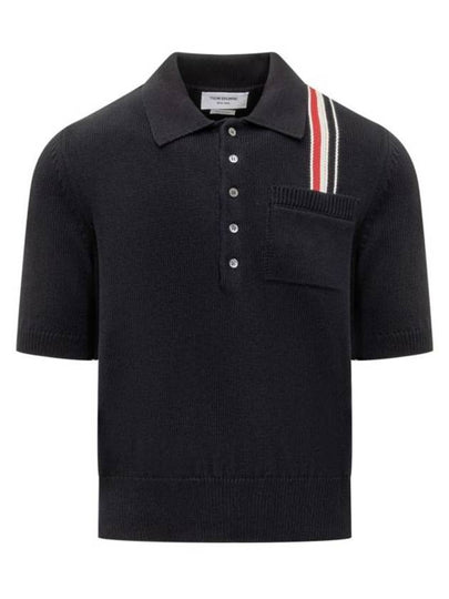 RWB Stripe Polo Shirt Blue - THOM BROWNE - BALAAN 2