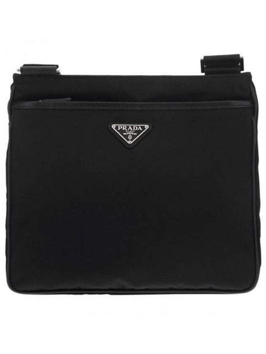 Triangle Logo Re-nylon Saffiano Leather Cross Bag Black - PRADA - BALAAN 1