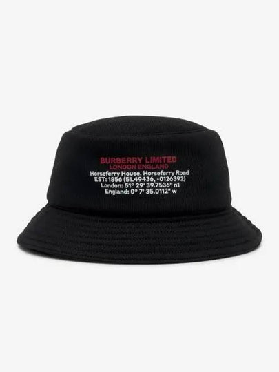 Location Print Cotton Bucket Hat Black - BURBERRY - BALAAN 2