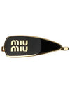 Engraved Logo Enamel Hair Clip Black - MIU MIU - BALAAN 2