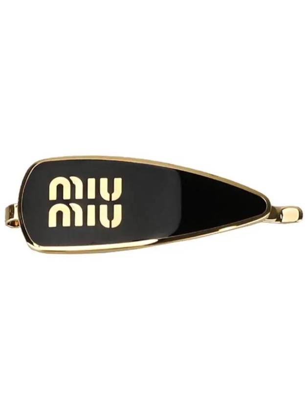 Engraved Logo Enamel Hair Clip Black - MIU MIU - BALAAN 3