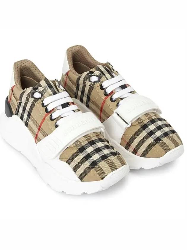 Vintage Check And Leather Sneakers White Archive Beige - BURBERRY - BALAAN 4