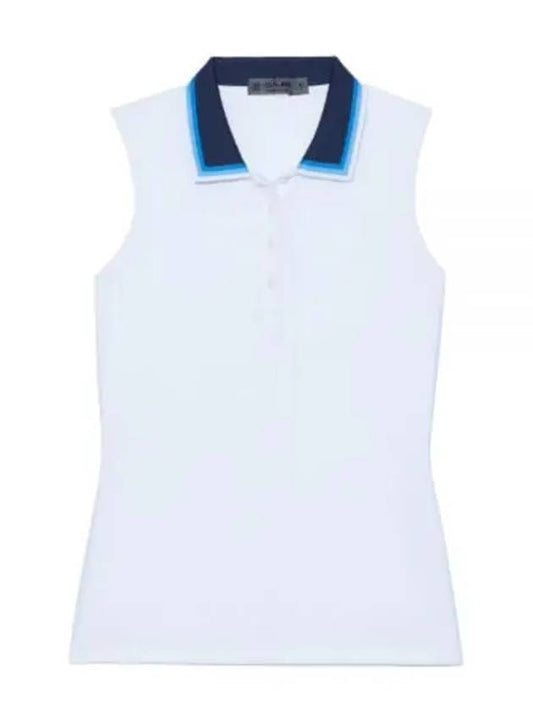 Women's Gradient Collar Silky Tech Nylon Sleeveless Polo Shirt Snow - G/FORE - BALAAN 2