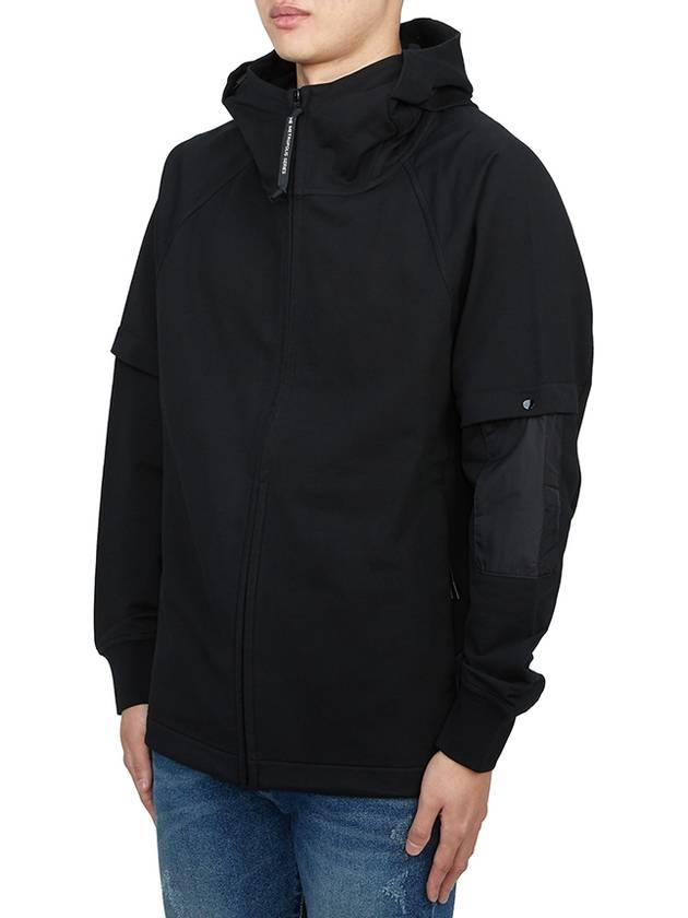 Stretch fleece mixed hooded zip up - CP COMPANY - BALAAN 4