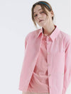 Logo embroidered outer cotton shirt pink 0032 - VOYONN - BALAAN 5