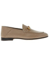 gold leather horsebit loafers beige - GUCCI - BALAAN.