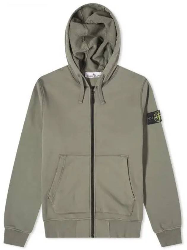 Logo Patch Cotton Fleece Hoodie Green - STONE ISLAND - BALAAN 2