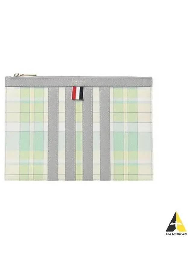 Women s Madras Check Small Clutch Bag Light Green MAC114A L0041 - THOM BROWNE - BALAAN 1