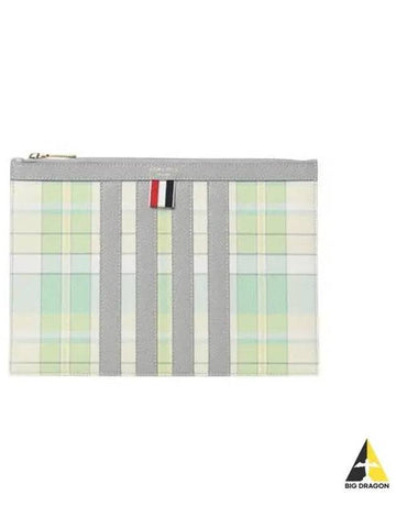 Women s Madras Check Small Clutch Bag Light Green MAC114A L0041 - THOM BROWNE - BALAAN 1